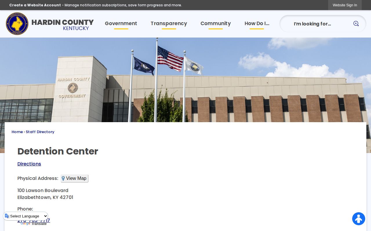 Hardin County Detention Center release records contact page